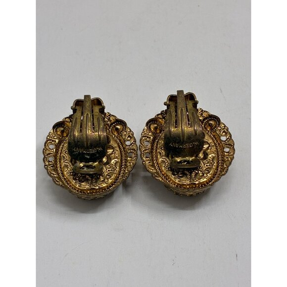 Vintage Victorian Cameo Style Necklace & Earring Set With Romantic Scene & Gold - Picture 7 of 14